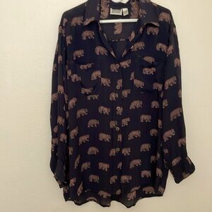 Chico's Bear Print Button Down Shirt